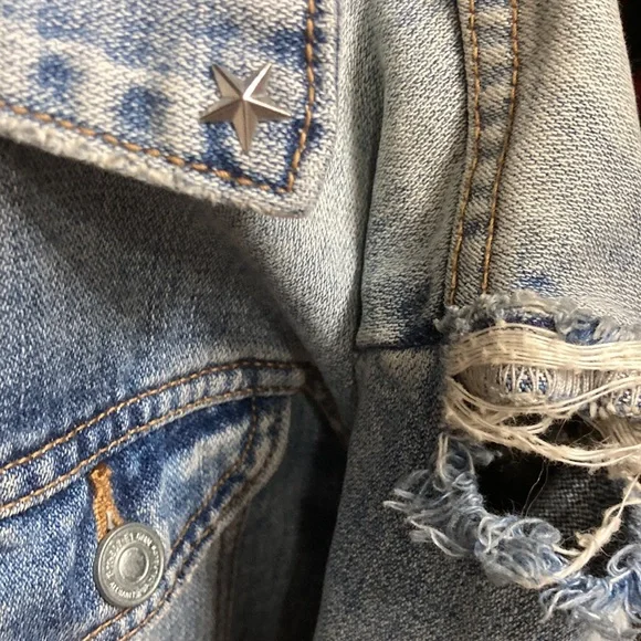 COPY - AllSaints Denim star Jacket Xs euc! Factory distressed!
